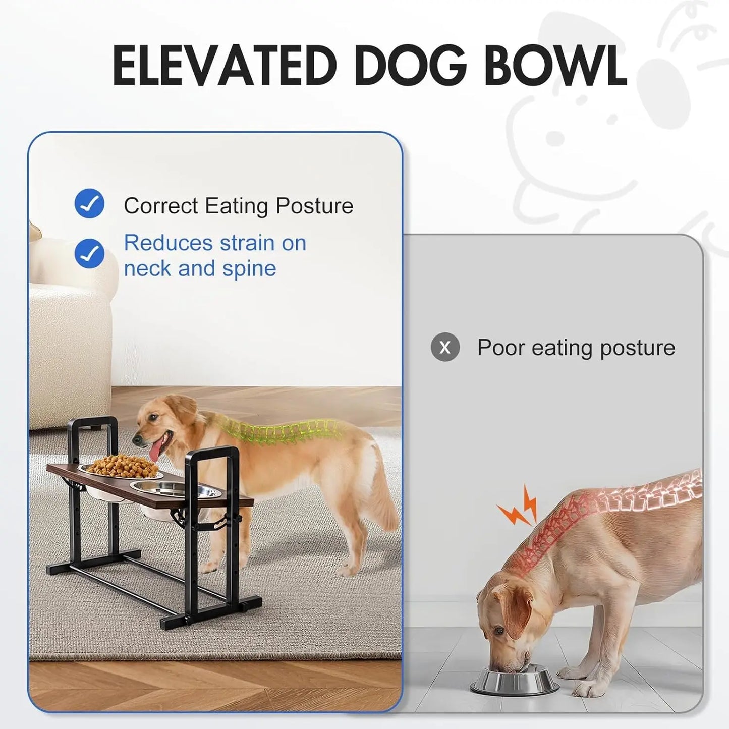 Height Adjustable Raised Dog Bowls