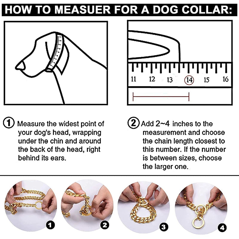 Gold Cuban Dog Collar