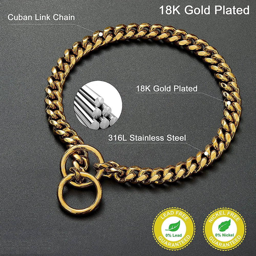 Gold Cuban Dog Collar