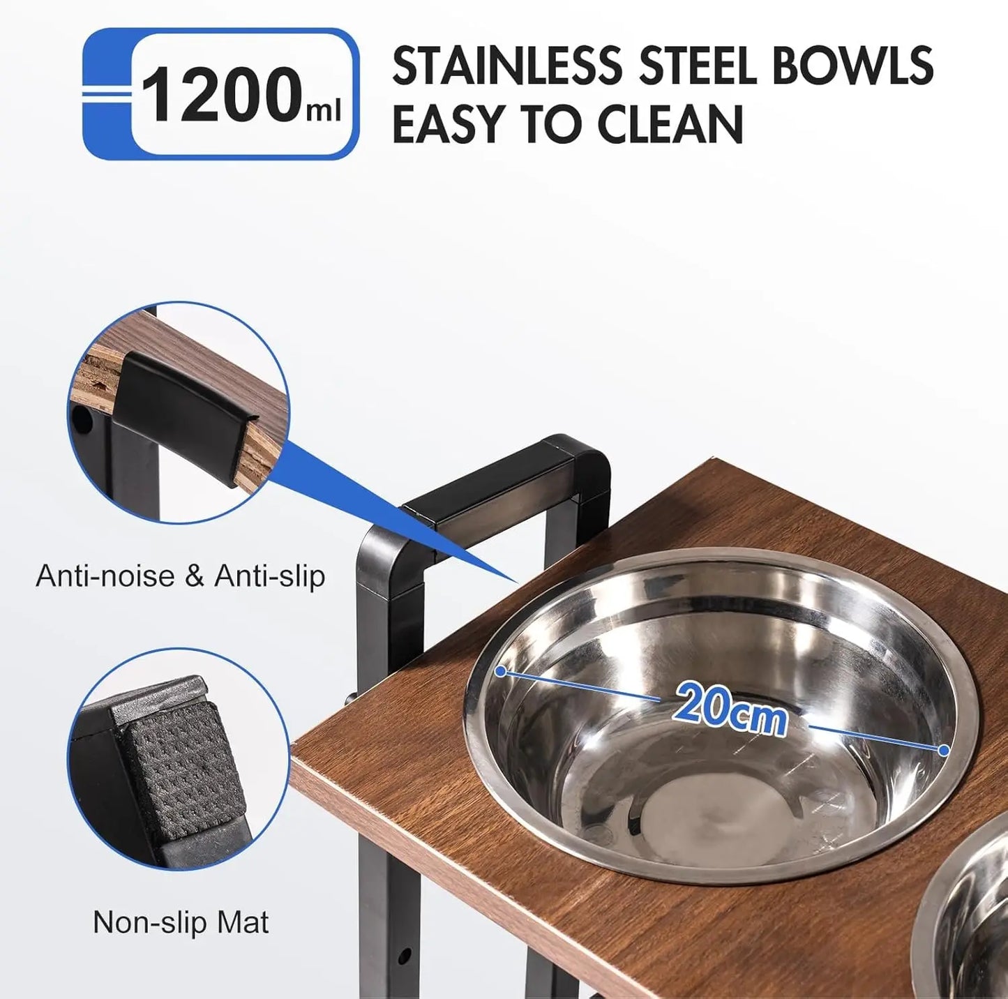 Height Adjustable Raised Dog Bowls