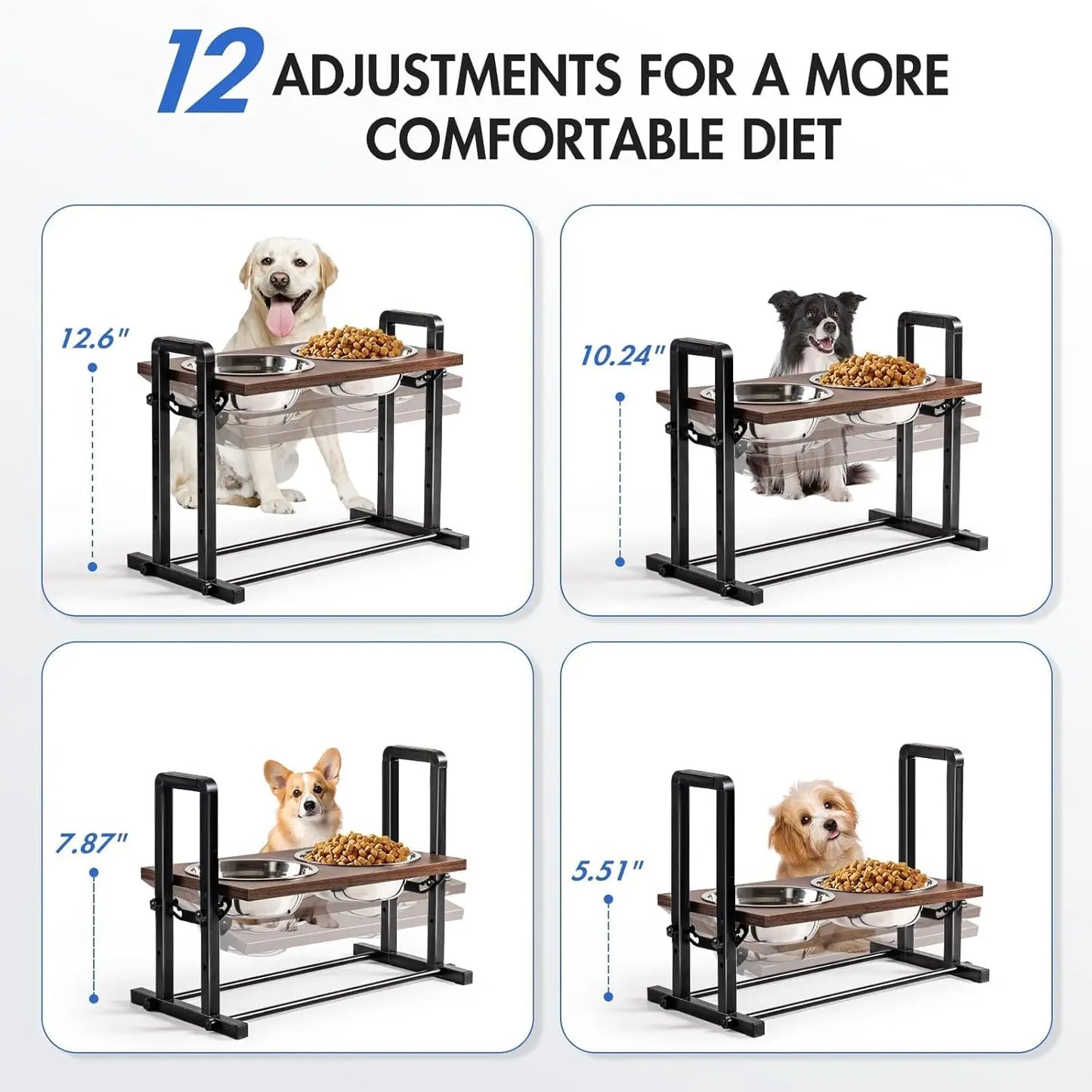Height Adjustable Raised Dog Bowls