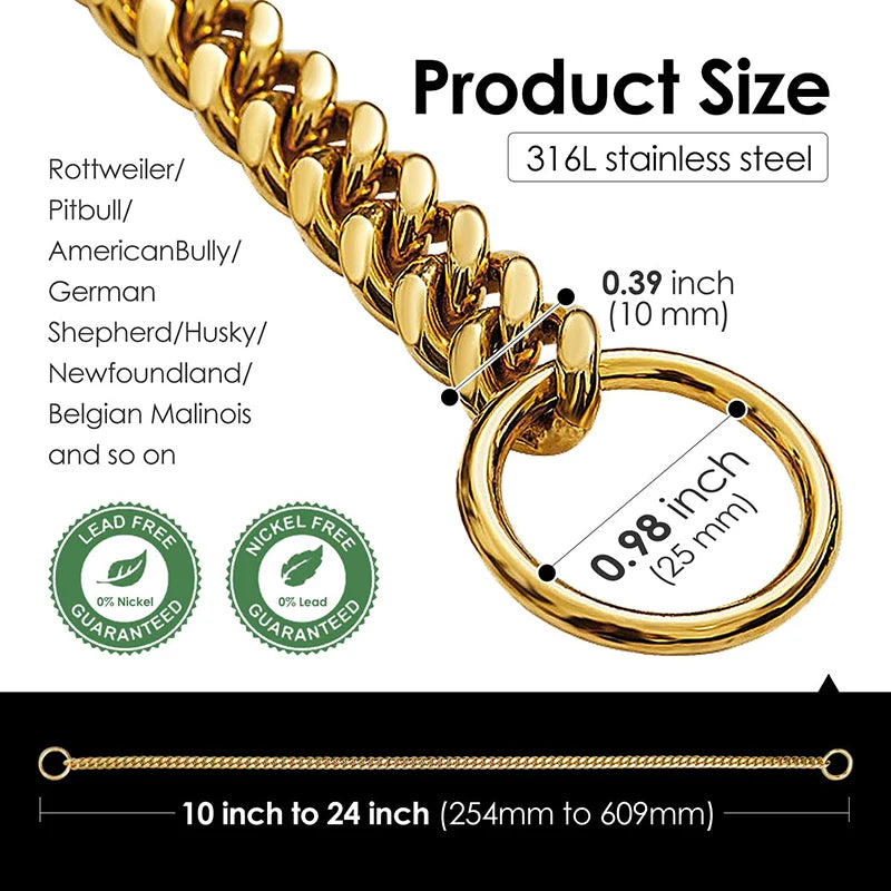 Gold Cuban Dog Collar