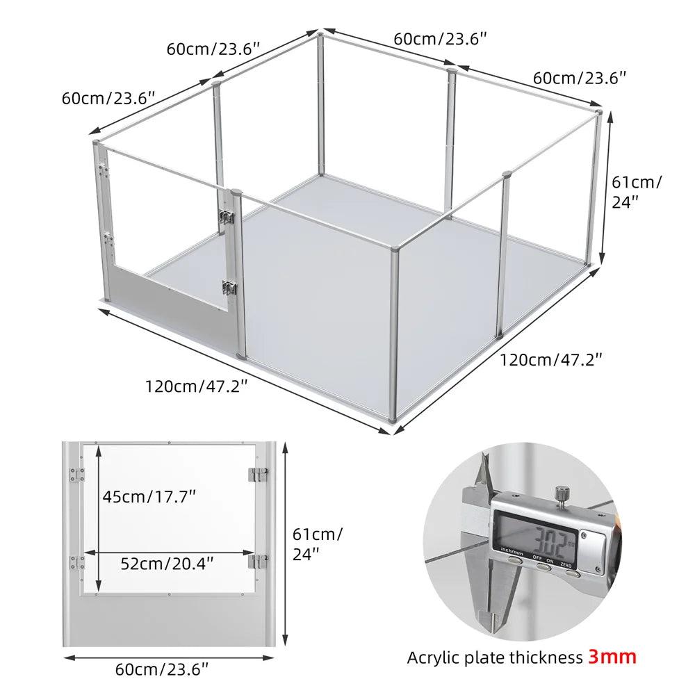 1Pc Large Acrylic Dog Playpen